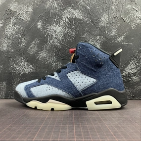High Top Style Stability Chassis Frame Air Jordan 6 Retro Washed Denim Black-Sail CT5350-401