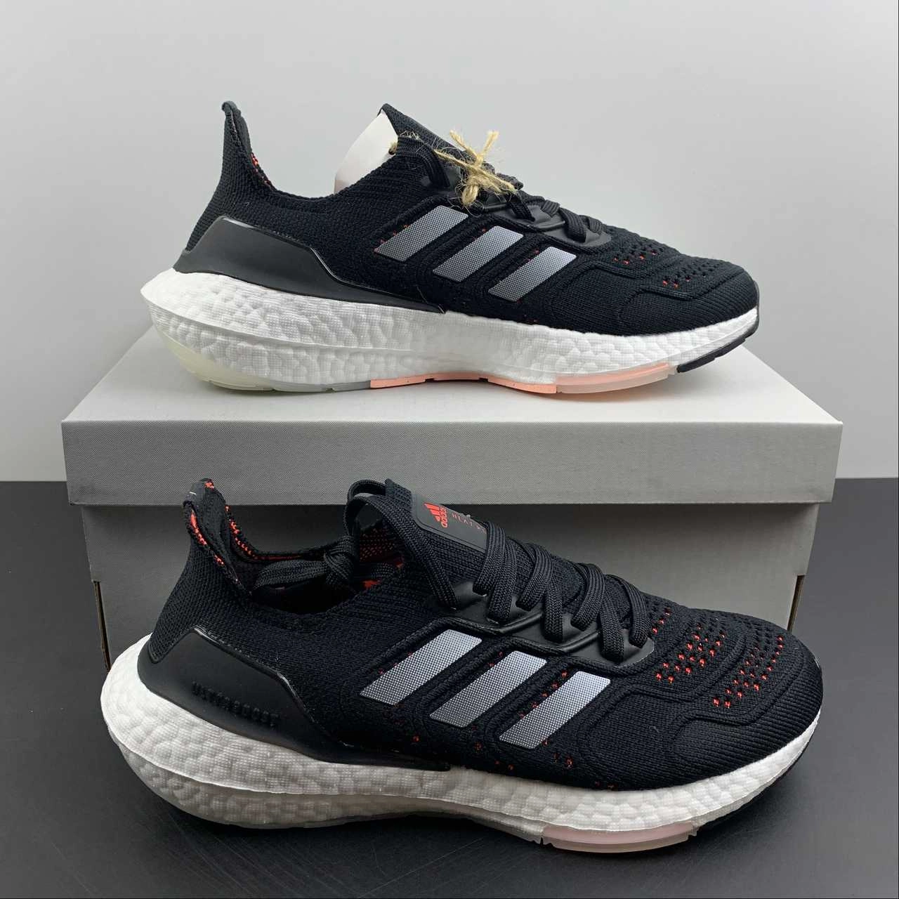 Adidas UltraBoost 22 Heat.Rdy Black Orange White H01174 Non Slip Heel