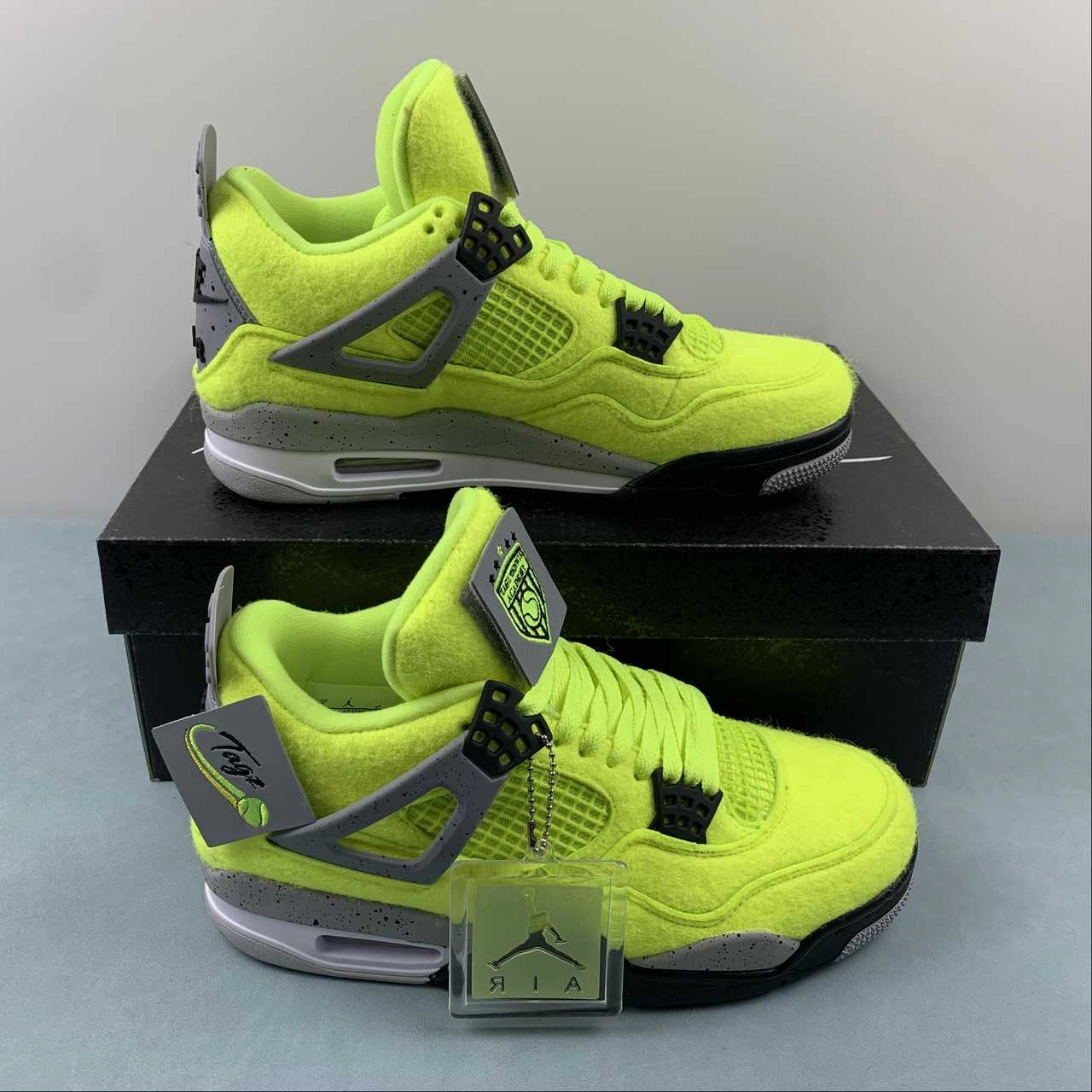 Air Jordan 4 Retro Black Fluorescent Green AQ3559-701 Shock Absorbing TPU Soft Footbed
