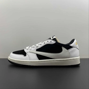 Minimalist Edge MeshFabric Fragment Design x Travis Scott x Air Jordan 1 Low OG Sail White Black Barb CQ4277-311