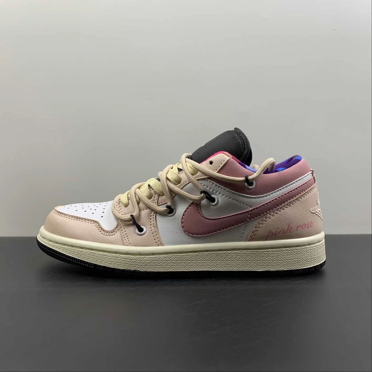 Shockproof Comfort Option Air Jordan 1 Low SE ??Pink Rose?? Black White Onix-White Sail DQ8421-001