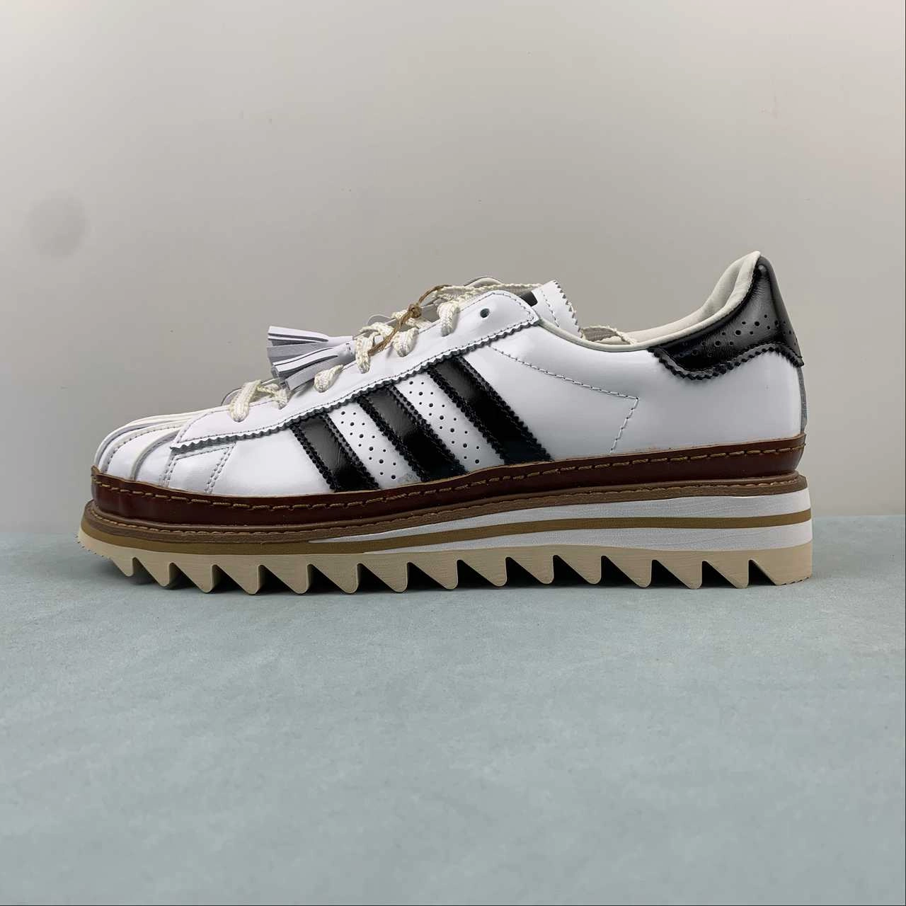 lower - back support running shoes for men in their 50s Clot x Adidas Superstar By Edison Chen White Crystal Sand Core Black IH3132