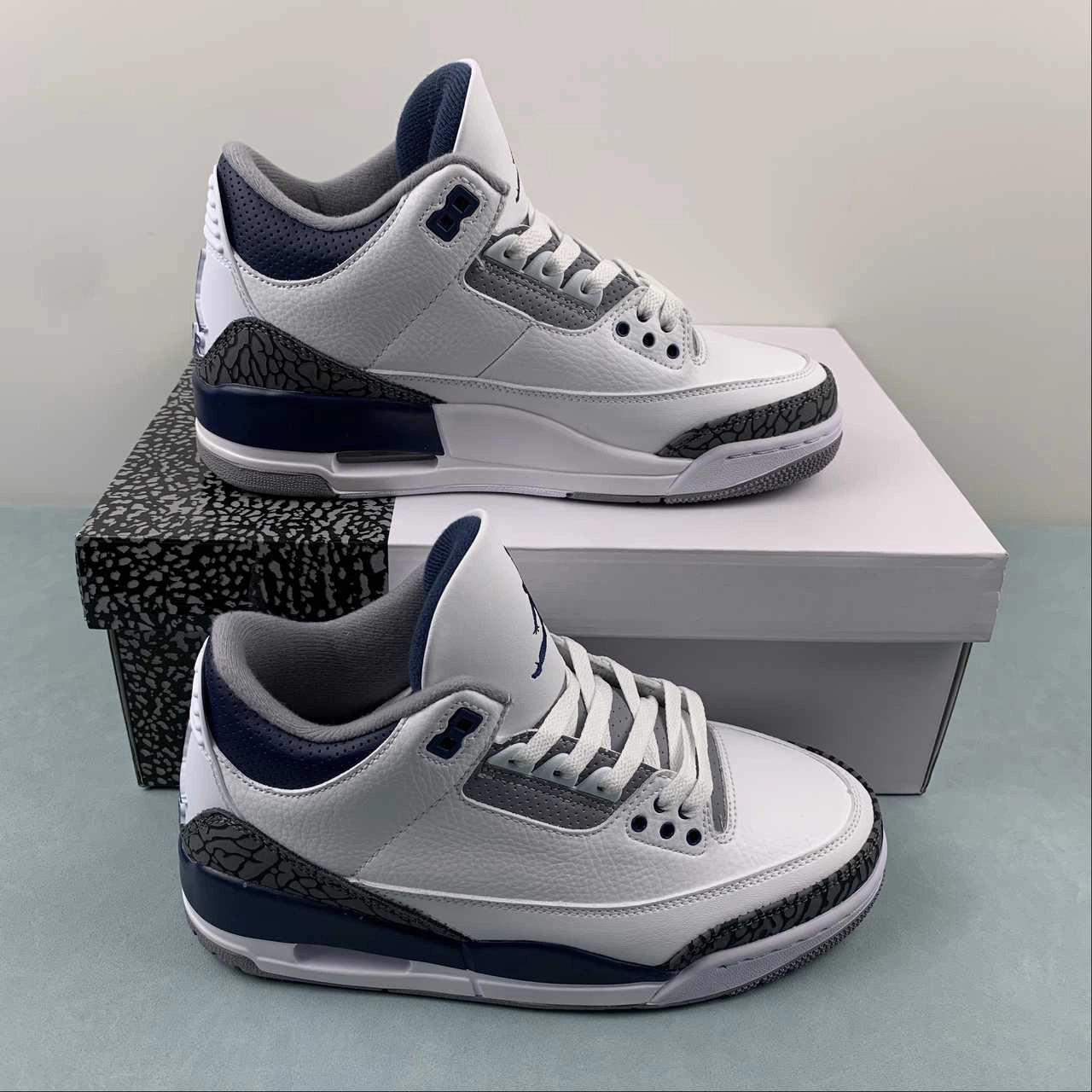 Air Jordan 3 Retro Midnight Navy White Cement Gray Black CT8532-140 Log Path