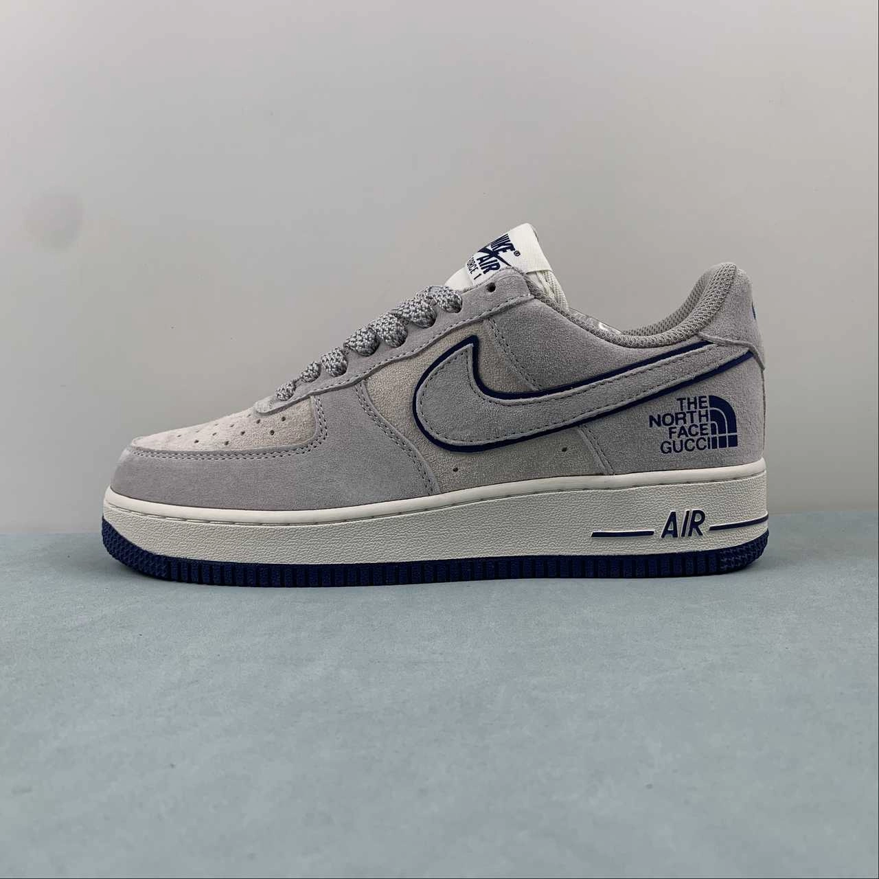 The North Face x Air Force 1 07 Low Suede Gray Navy Blue HD9999-001 Sleek Finish