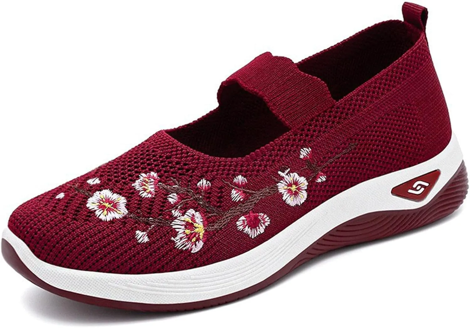 Orthopedic Shoes for Women Fashion Floral Embroidery Walking Shoes Arch Support Mesh Breathable Arch Support Slip-On Light Air Cushion Orthopedic Sneakers Diabetic Shoe