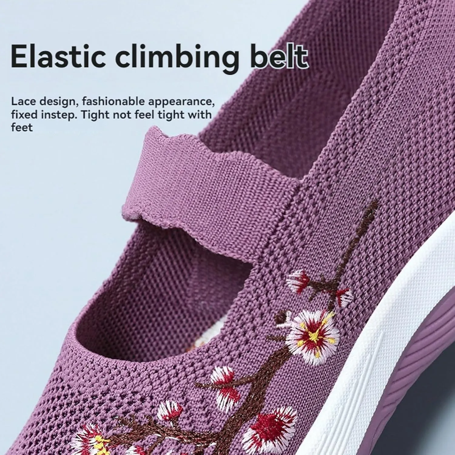 Orthopedic Shoes for Women Fashion Floral Embroidery Walking Shoes Arch Support Mesh Breathable Arch Support Slip-On Light Air Cushion Orthopedic Sneakers Diabetic Shoe