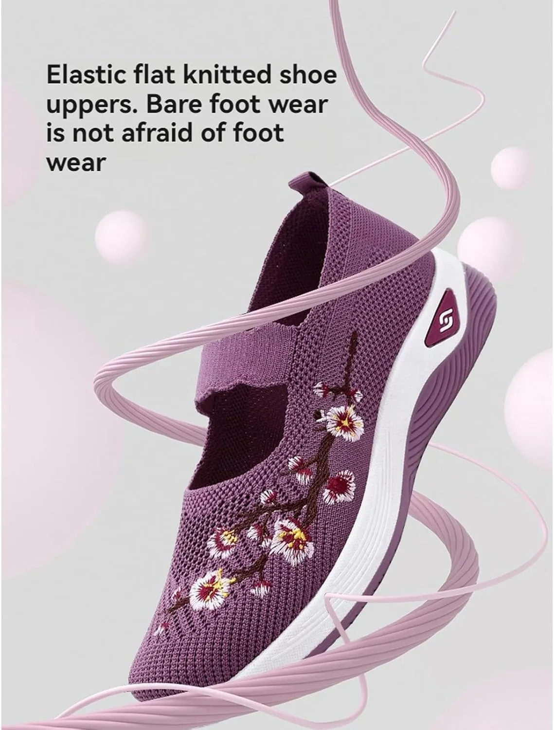 Orthopedic Shoes for Women Fashion Floral Embroidery Walking Shoes Arch Support Mesh Breathable Arch Support Slip-On Light Air Cushion Orthopedic Sneakers Diabetic Shoe