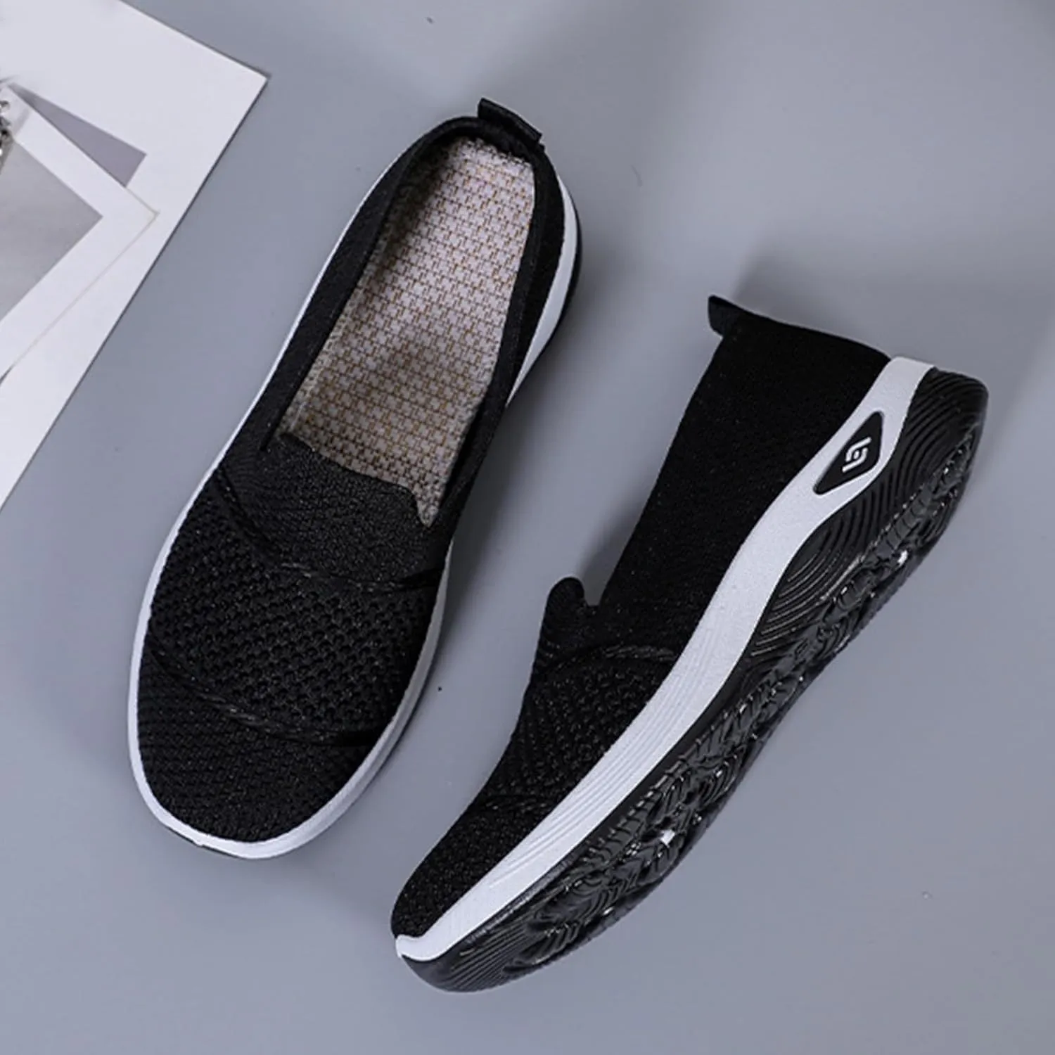 Orthopedic Shoes for Women Non-Slip Arch Support Slip on Shoes Go Walking Slip on Diabetic Foam Shoe Breathable Soft Comfort Wear Arch Support Sneakers Athletic Walking Sneaker