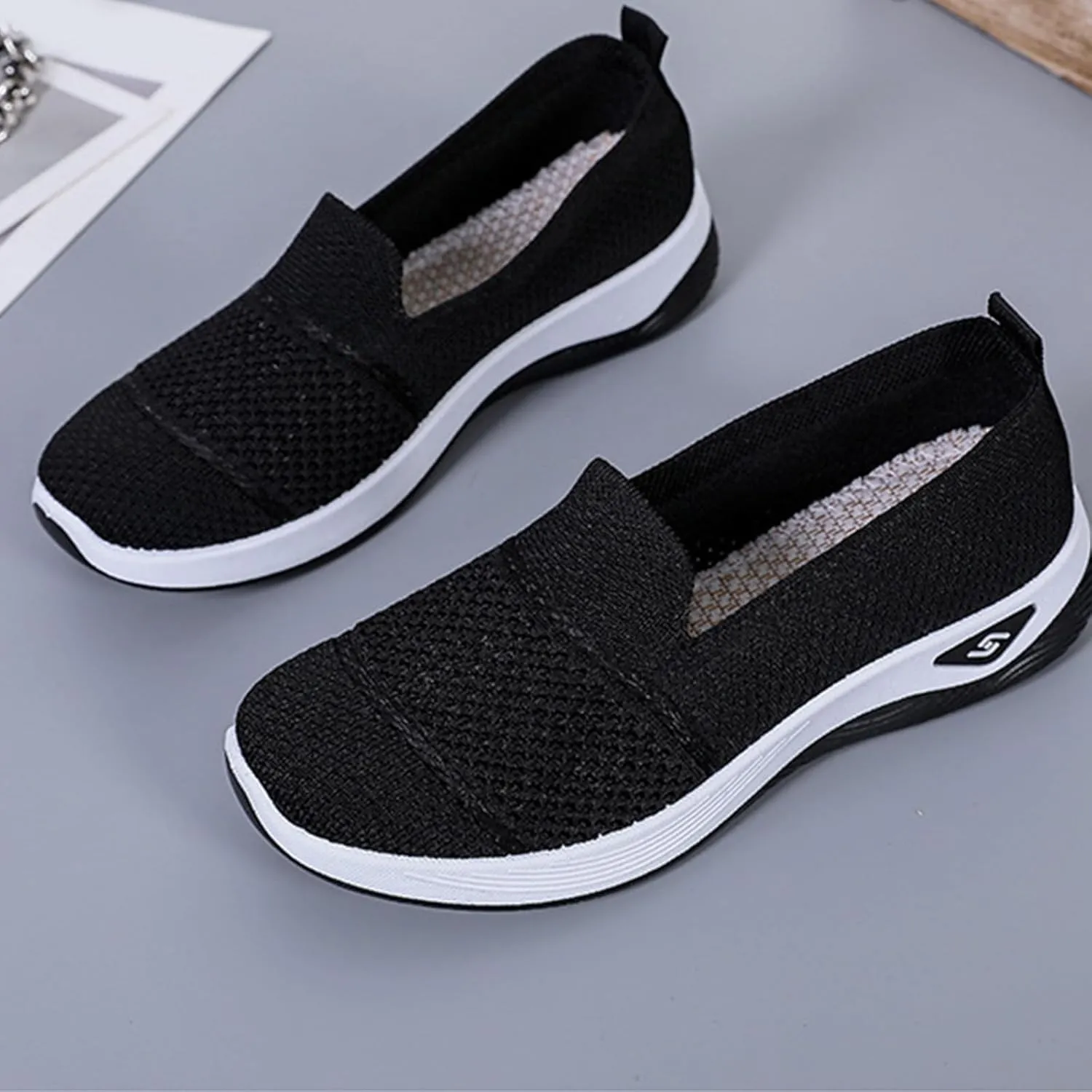 Orthopedic Shoes for Women Non-Slip Arch Support Slip on Shoes Go Walking Slip on Diabetic Foam Shoe Breathable Soft Comfort Wear Arch Support Sneakers Athletic Walking Sneaker