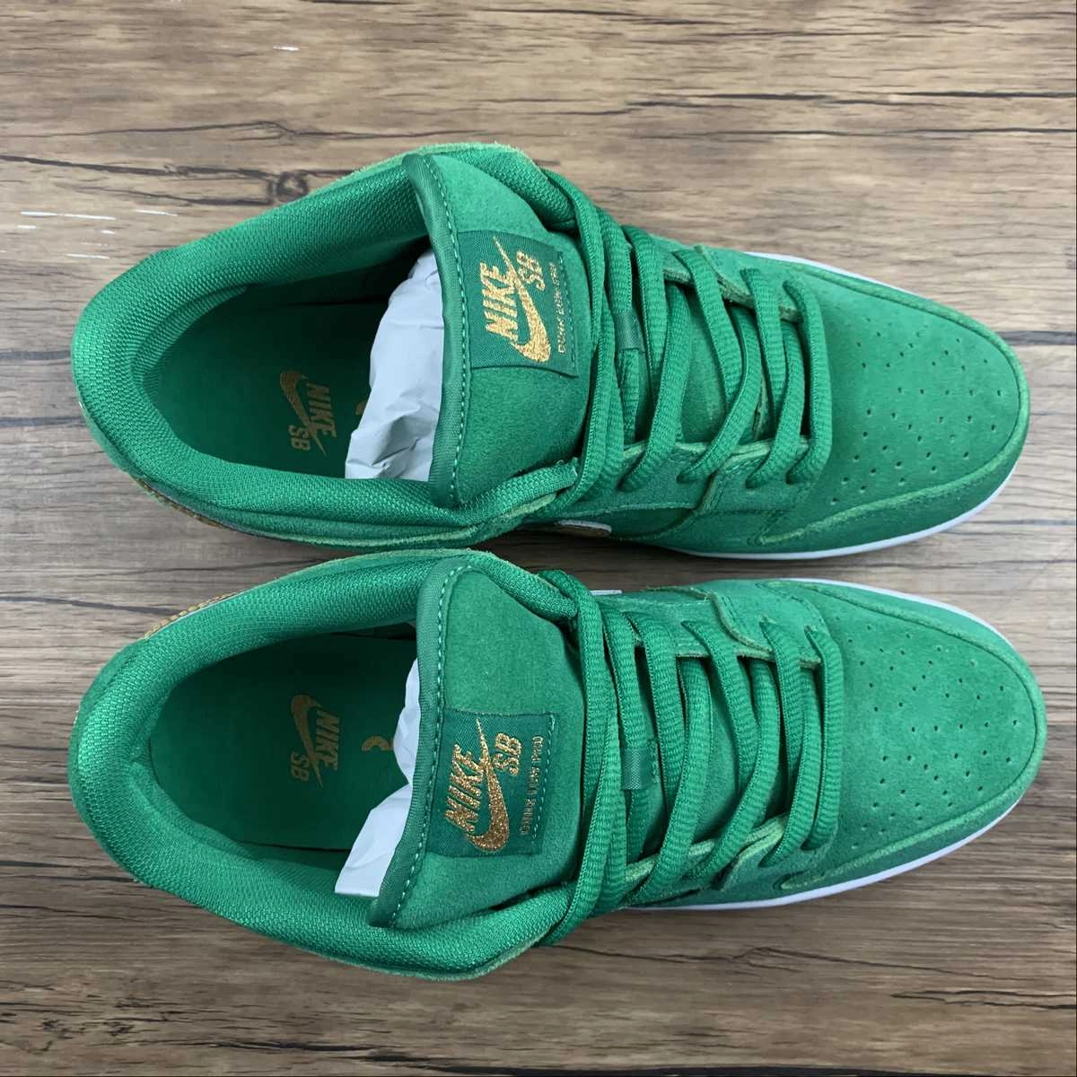 SB Dunk Low PRO St Patricks Day Green Gold White BQ6817-303 Molded Midsole Tech