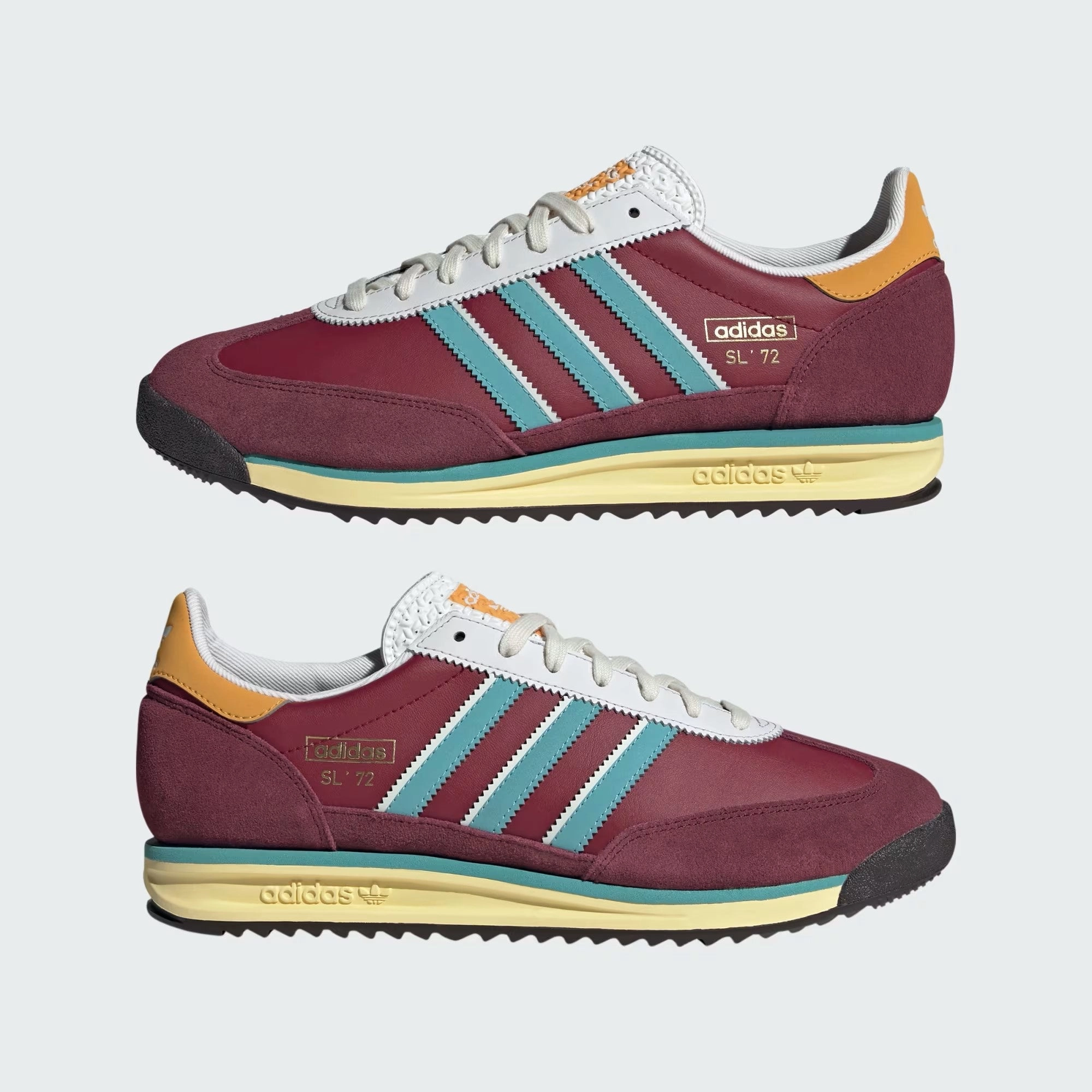 Adidas SL 72 RS Collegiate Burgundy Mint Ton Shadow Red JR0049 All-Weather Use Heel Zone