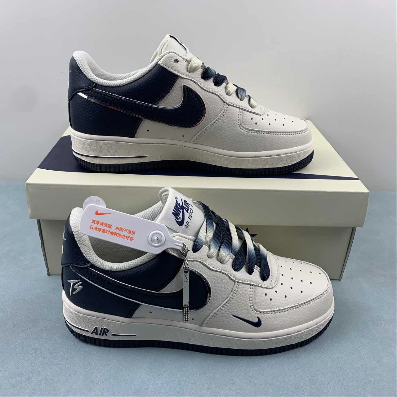 Terror Squad x Air Force 1 Low Beige White Dark Blue IO5636-999 Grip Support City Moments