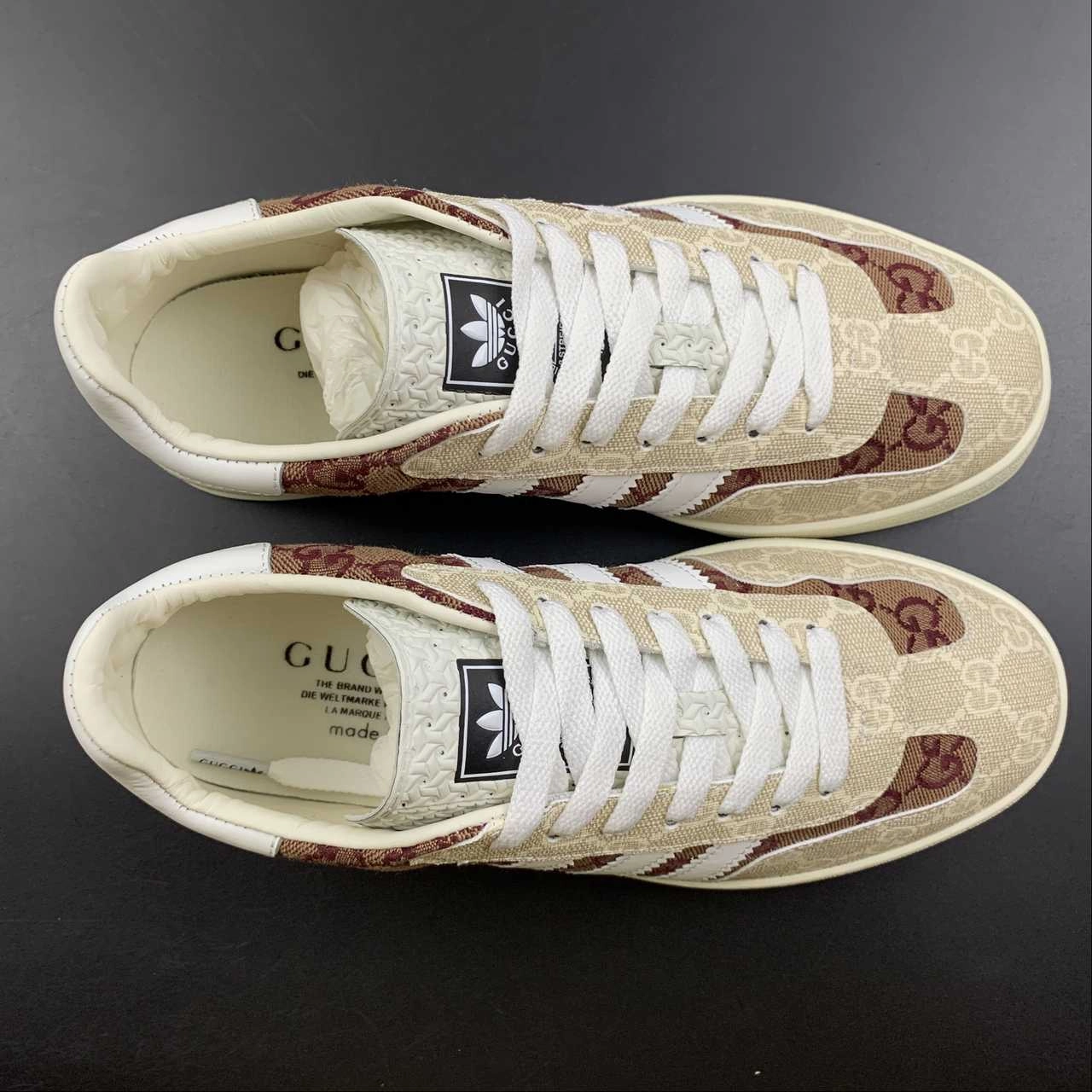 Adidas x Gucci Gazelle Beige Brown White sports lovers