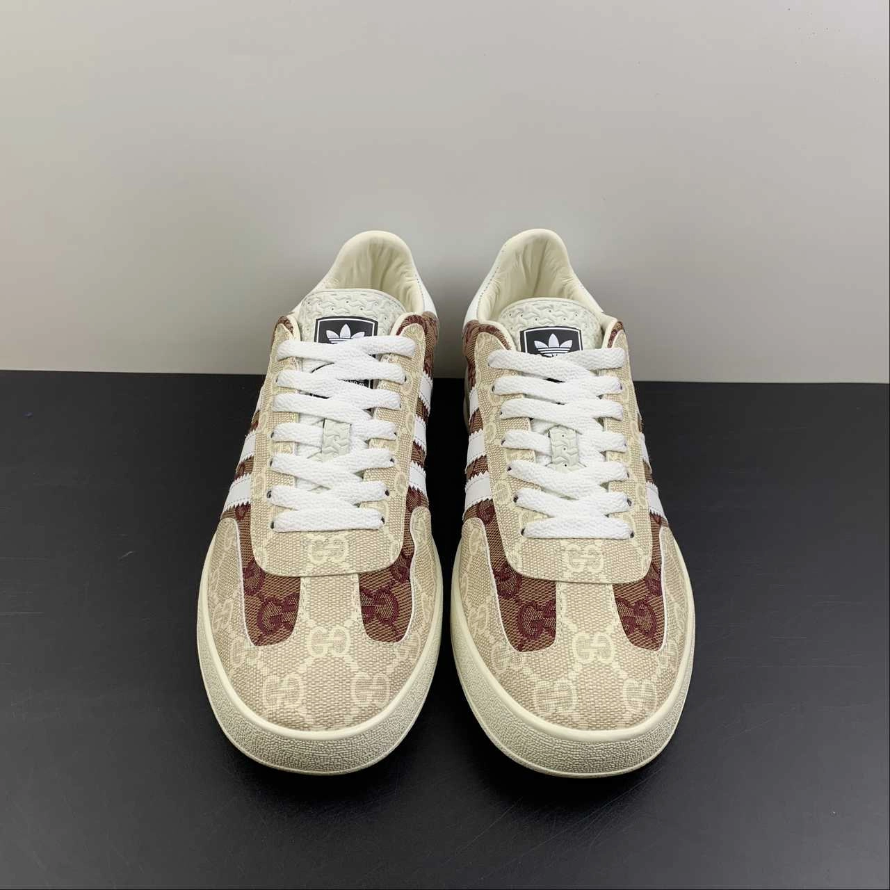 shoe bags mid - foot - strike shoes Adidas x Gucci Gazelle Beige Brown White