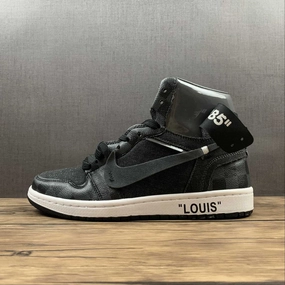 Air Jordan 1 High OG SE NRG OW Louis Vuitton Black Steel Grey Grid OrthoticFriendly Seamless 3D Knit