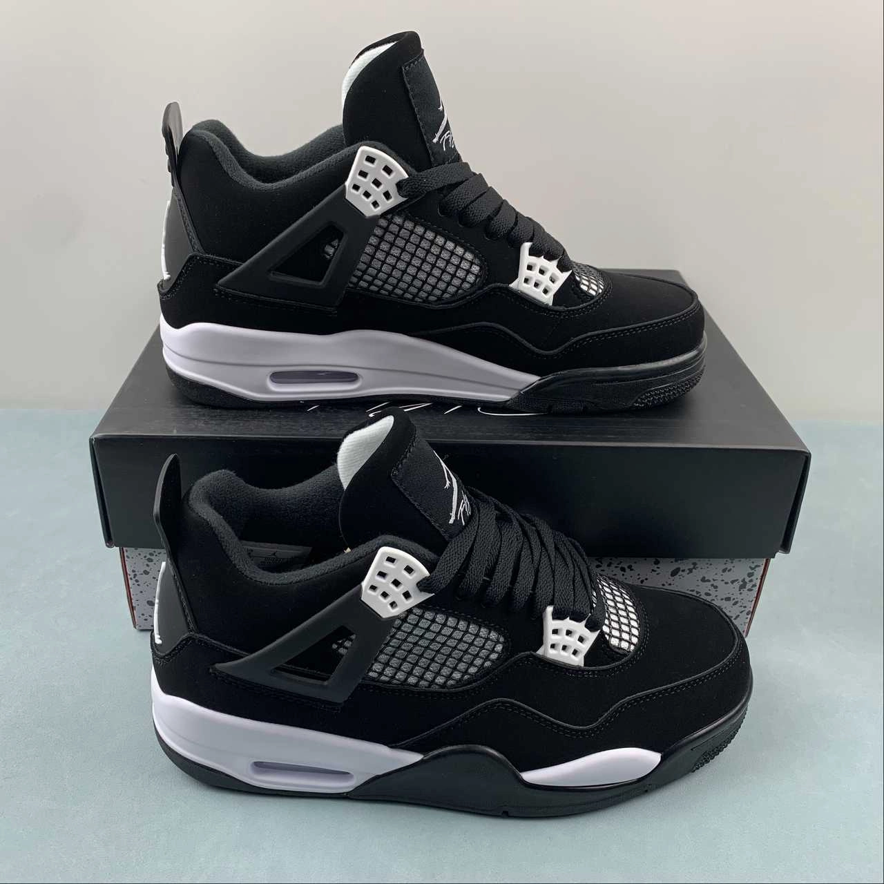 Stacked Heel Air Jordan 4 Retro White Black DH6927-110
