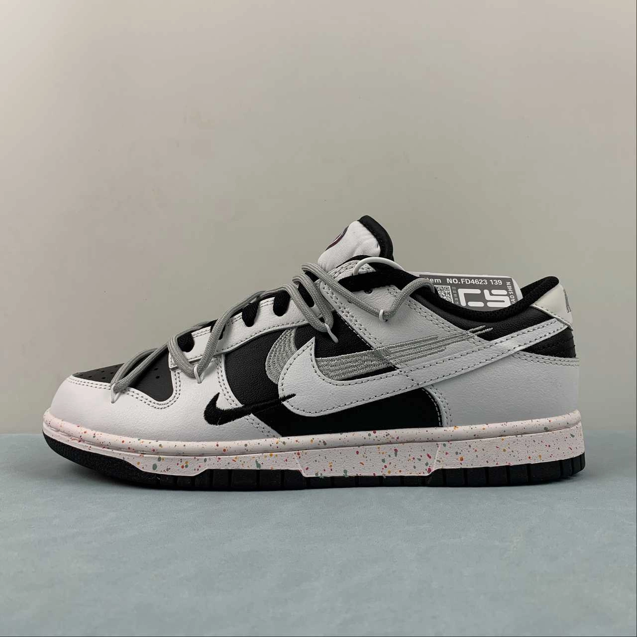 Classic Base SB Dunk Low White Black Grey Multi Color FD4623-139