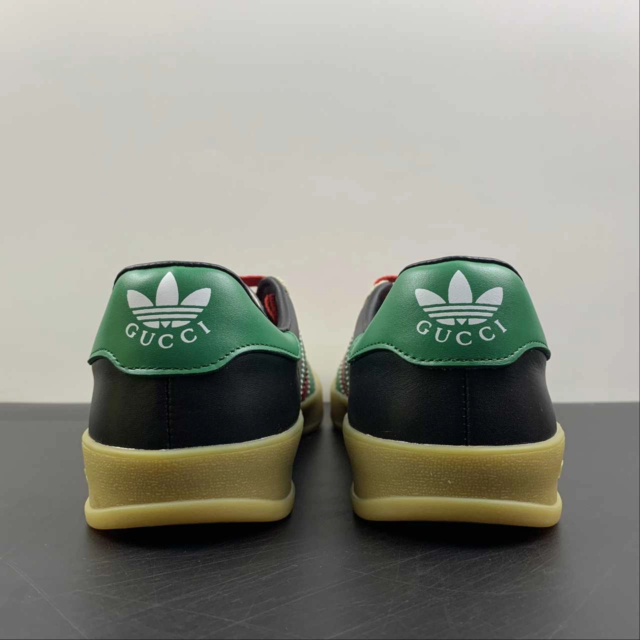 Adidas x Gucci Gazelle Black Green Red Leather symmetrical shoes