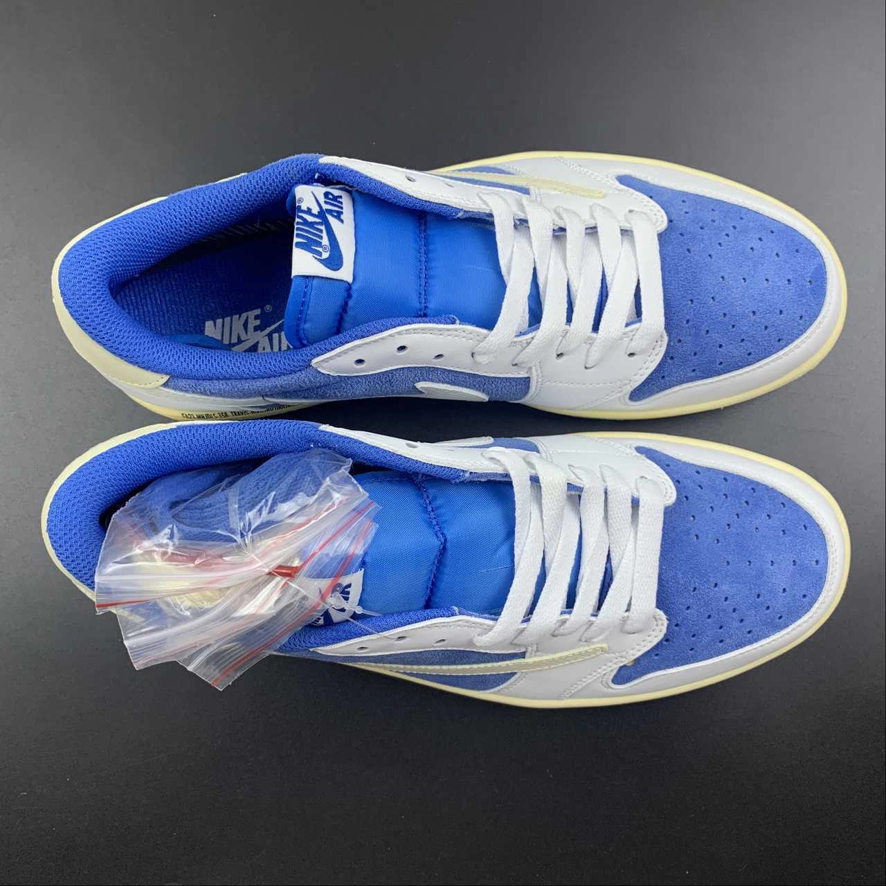 Fragment Design x Travis Scott x Air Jordan 1 Low OG SP White Blue Barb Sail CQ4277-212 Fashion-Forward