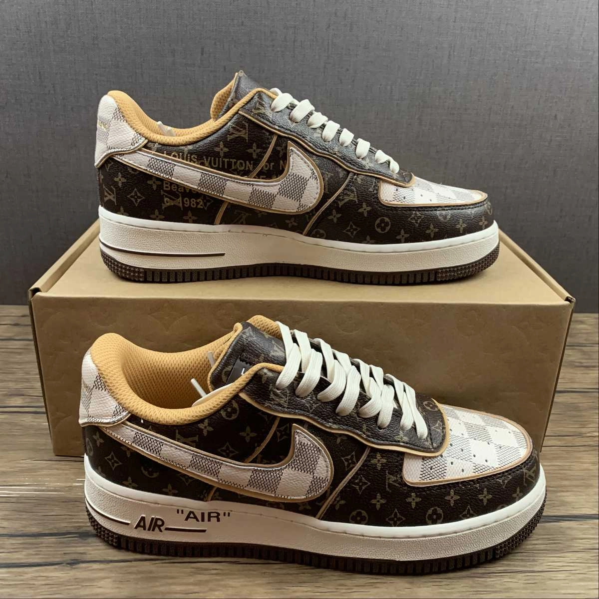 Fashion Ease LV x Air Force 1 07 Low Damier Azur Brown LV Monogram 8A8PYL-101