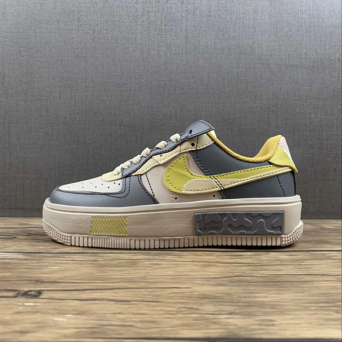 Air Force 1 FONTANKA Dark Grey Yellow CW6688-602 Lounge Mode Airport Style