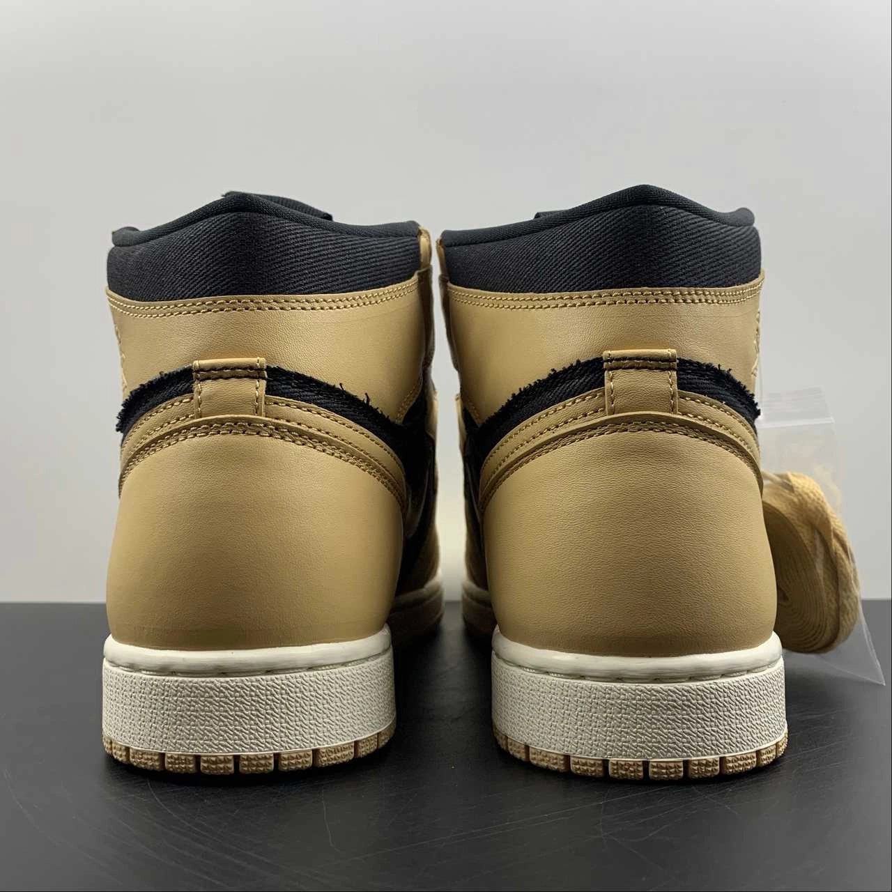 Nonslip Outsole Breathable Material Air Jordan 1 Retro High OG Heirloom Vachetta Tan-Black-Sail 555088-202