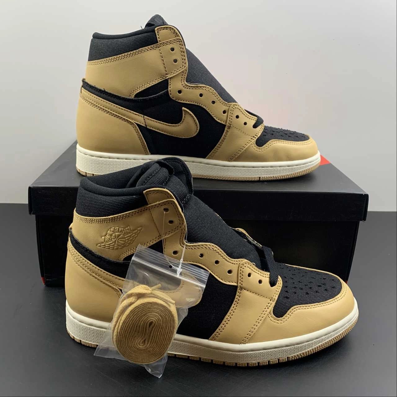 Air Jordan 1 Retro High OG Heirloom Vachetta Tan-Black-Sail 555088-202 Motion Style