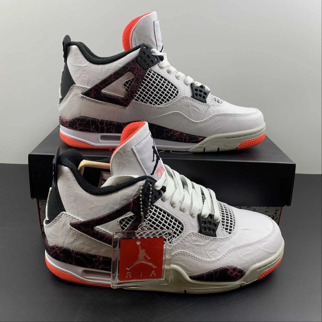 Supportive Traction Air Jordan 4 Retro White Black Bright Crimson 308497-116