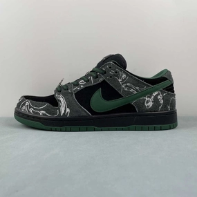Slip   On Design There Skateboards x SB Dunk Low Black Gorge Green White HF7743-001