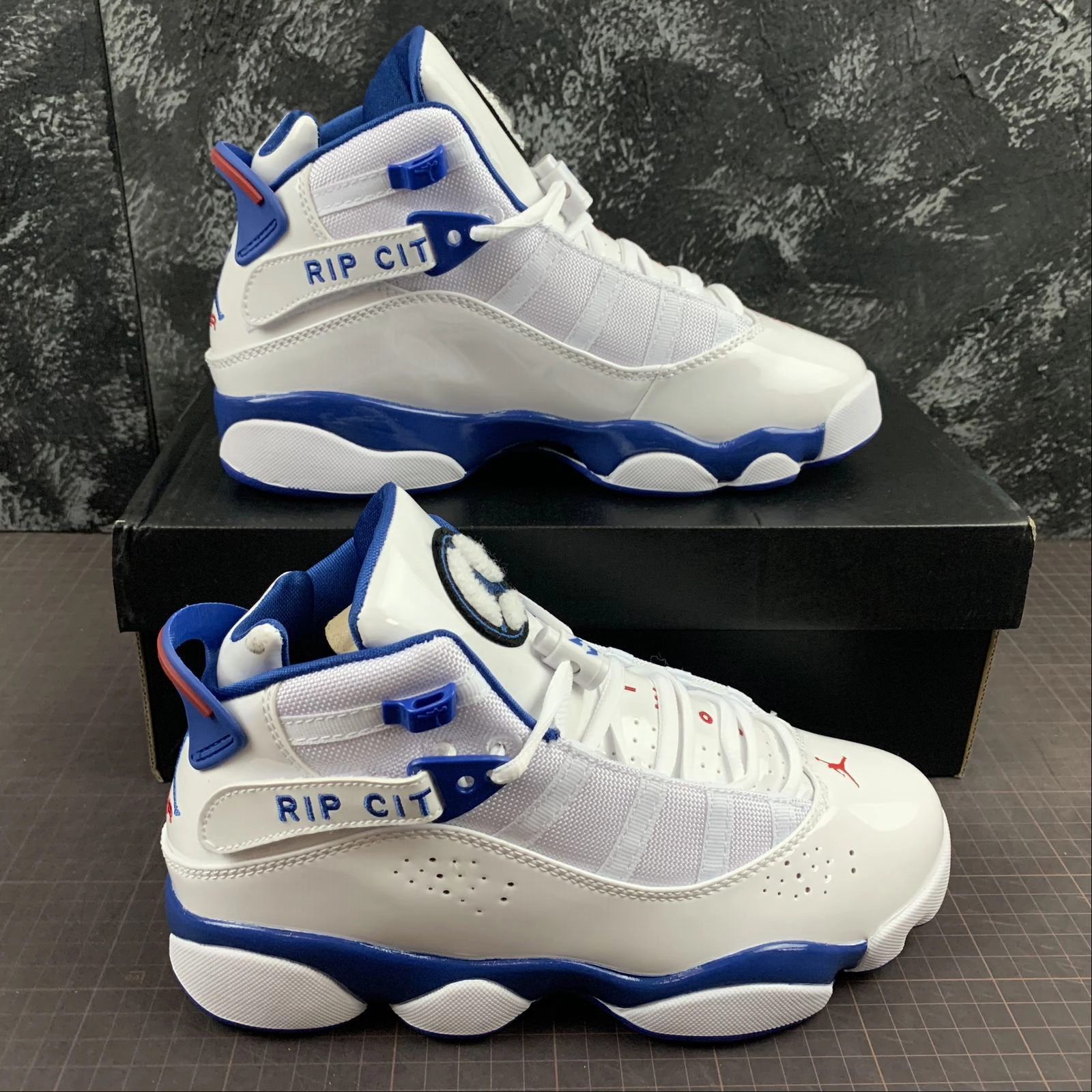Synthetic Overlay Reinforcement Air Jordan 6 Rings White Blue 322992-051