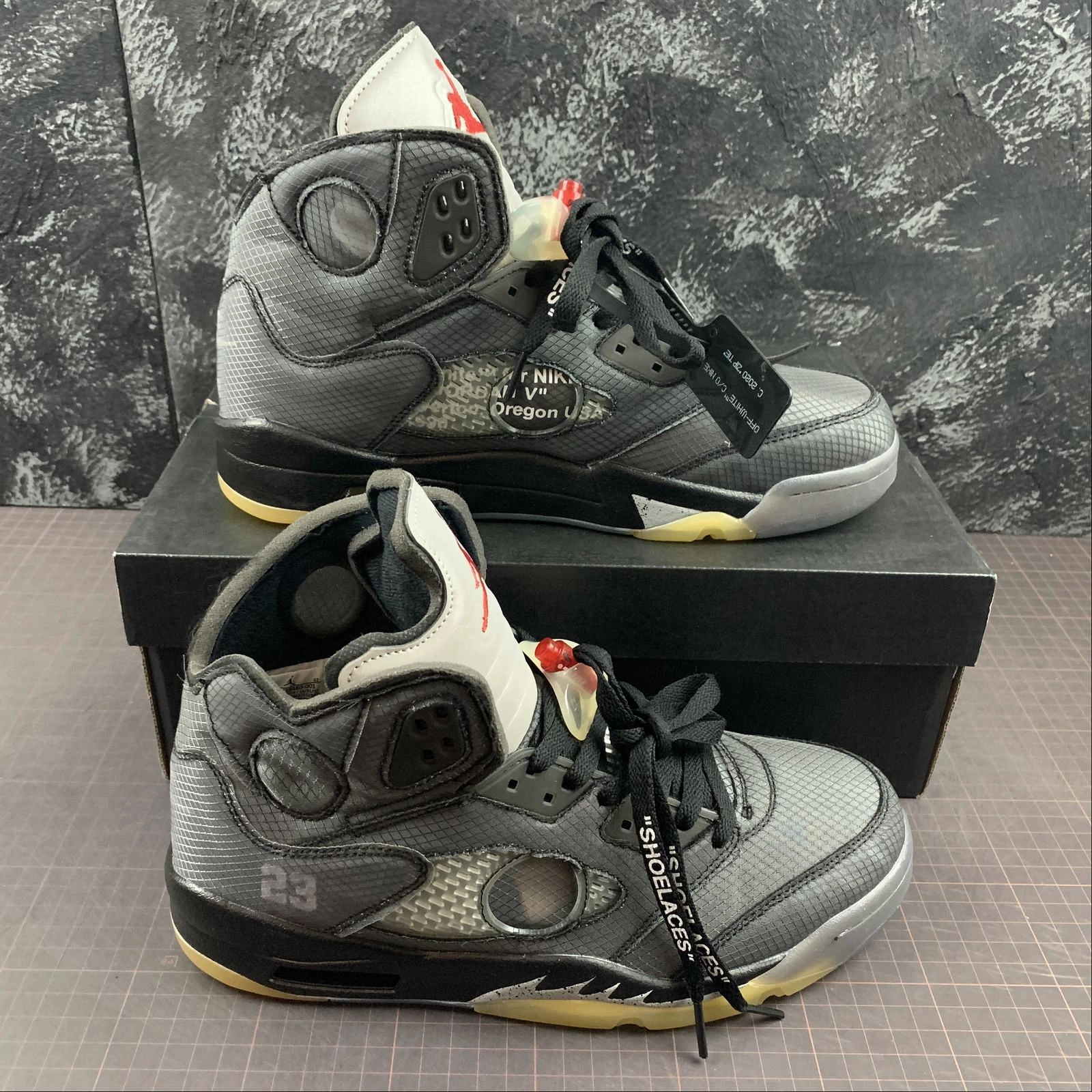 Next Gen Midfoot Wrap Fit Air Jordan 5 X Off-White Black Musun Fire Red CT8480-001