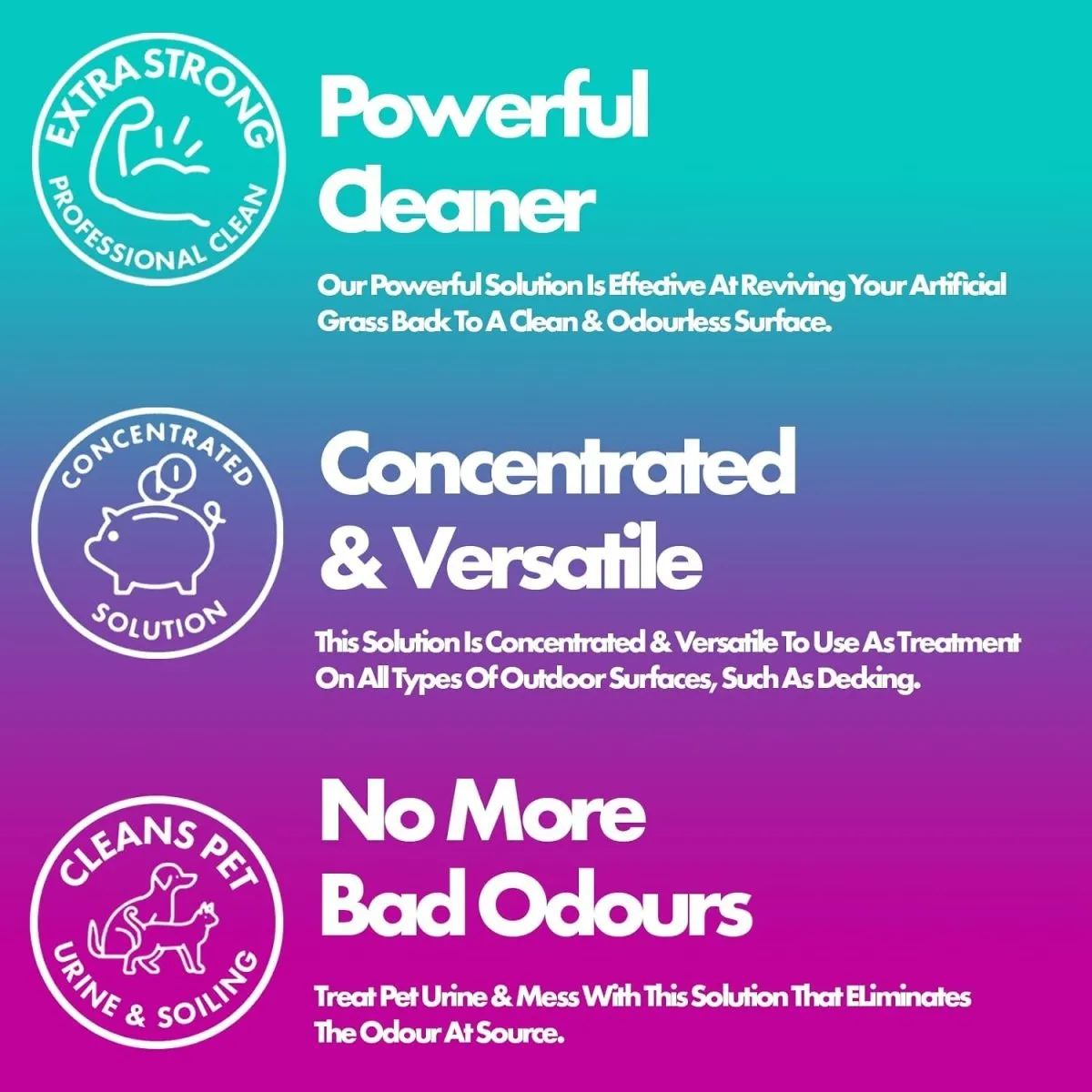 Pet Pro Artificial Grass Cleaner For Dogs & Cats, 3-in-1 Clean, Remove Stains, Urine & Deodorise With Reactivating Odour Eliminator (5L)