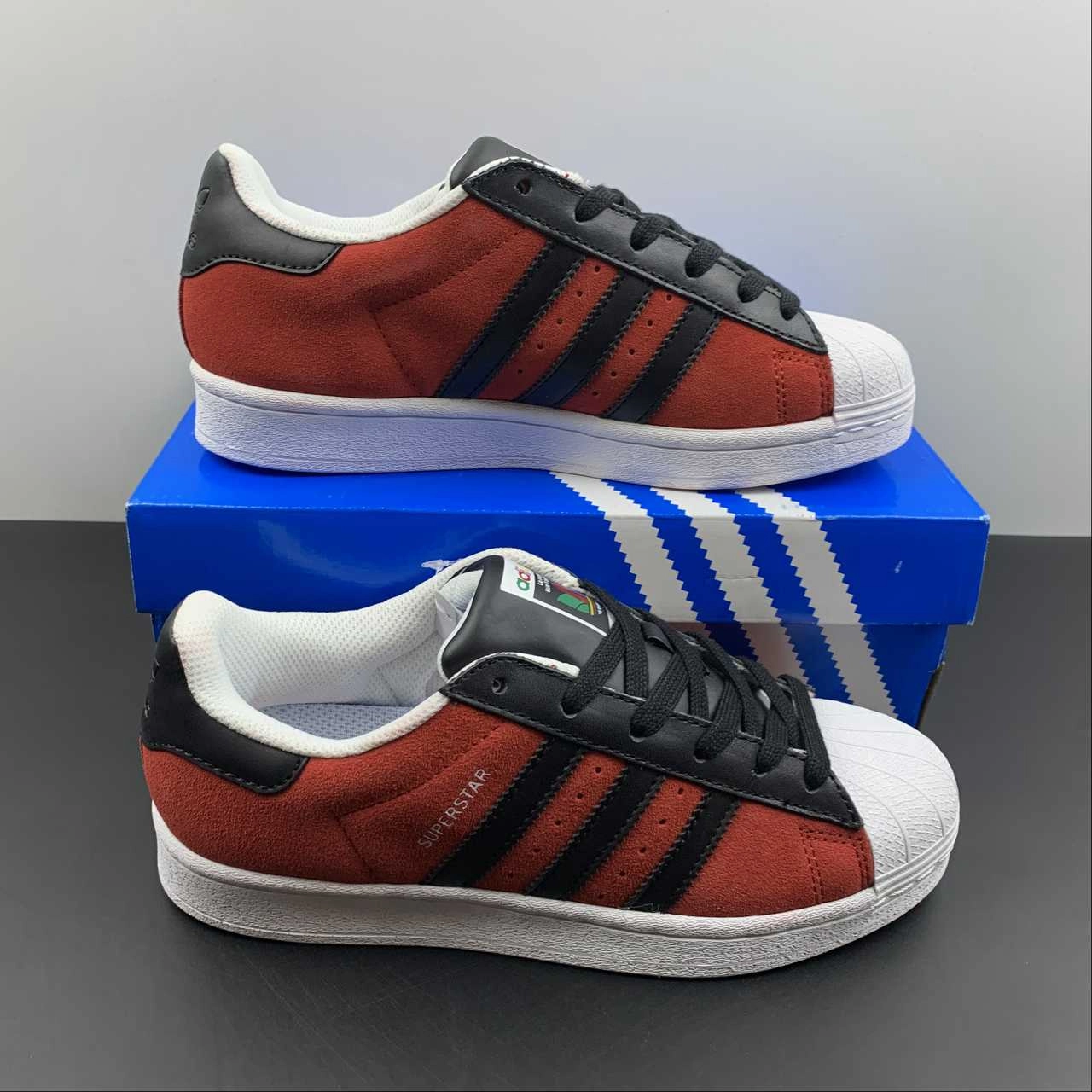 Adidas Superstar Red Core Black Yellow FU9522 grassy track running shoes Boost