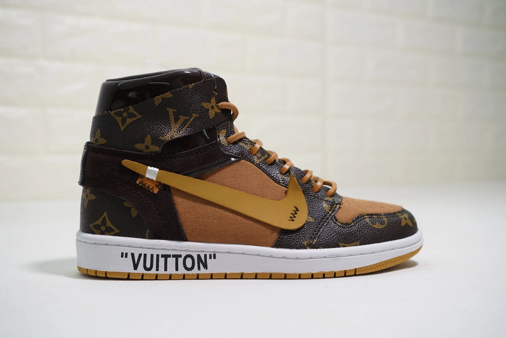 Air Jordan 1 High OG NRG OW Louis Vuitton Coffee Bronw AO0818-158 Speedy Walk Abrasion Pads