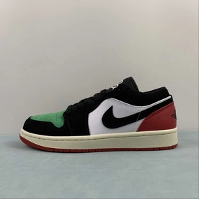 Air Jordan 1 Low Quai 54 White Black Scenery Green University Red FQ6703-100 Impact Reduction Technology