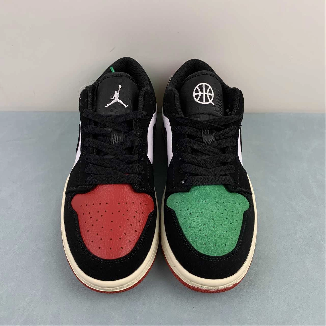 Cushioned Comfort Air Jordan 1 Low Quai 54 White Black Scenery Green University Red FQ6703-100