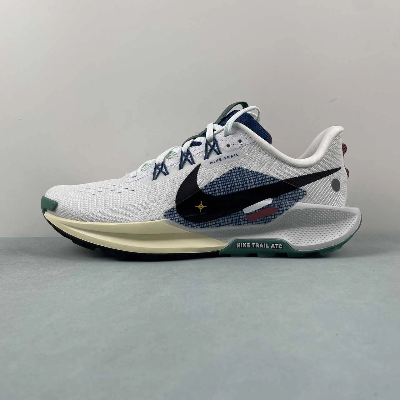 Nike Reactx Pegasus Trail 5 White Court Blue Cedar Black DV3864-100 Comfortable Upper Material Elastic Lacing
