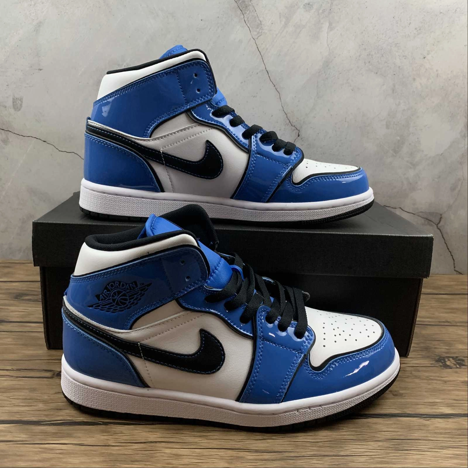 Air Jordan 1 Mid Signal Blue Black-White (2021) DD6834-402 High Mileage