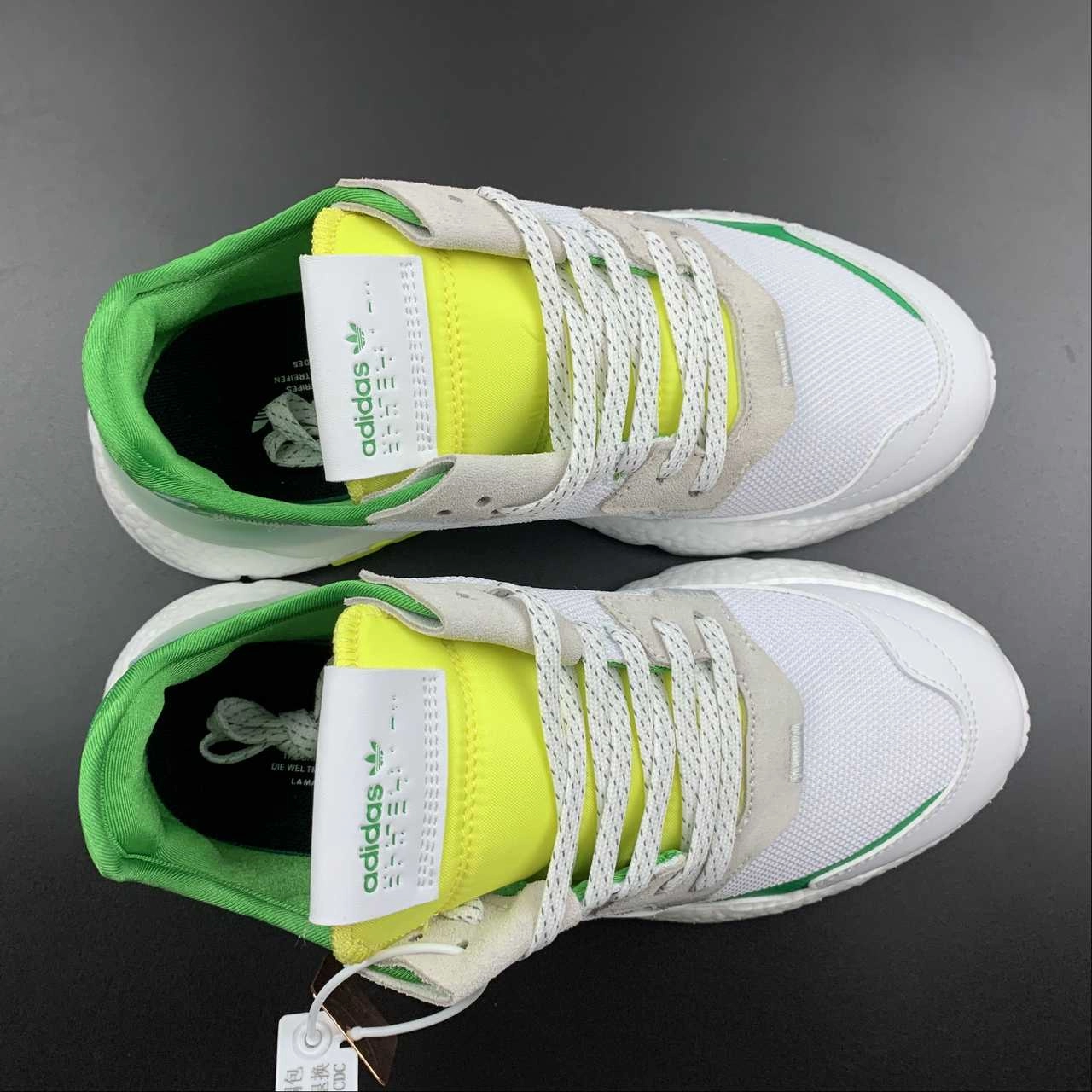 Adidas Nite Jogger White Green Yellow Metallic Silver CG6199 enjoyable running experience anaerobic shoes