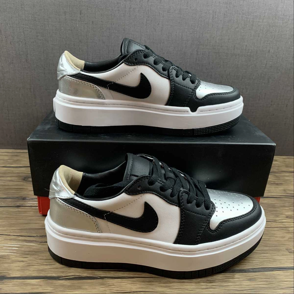 Light   Weight Design Urban Comfort Air Jordan 1 Elevate Low Silver Toe Metallic Silver Black White Onyx DQ8561 001