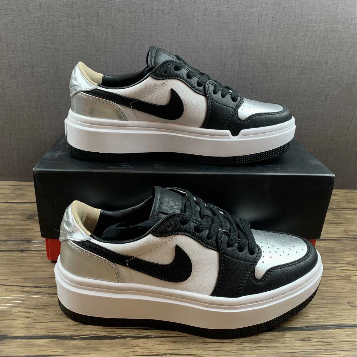 Air Jordan 1 Elevate Low Silver Toe Metallic Silver Black White Onyx DQ8561 001 Minimalist Stitching Breath Mesh