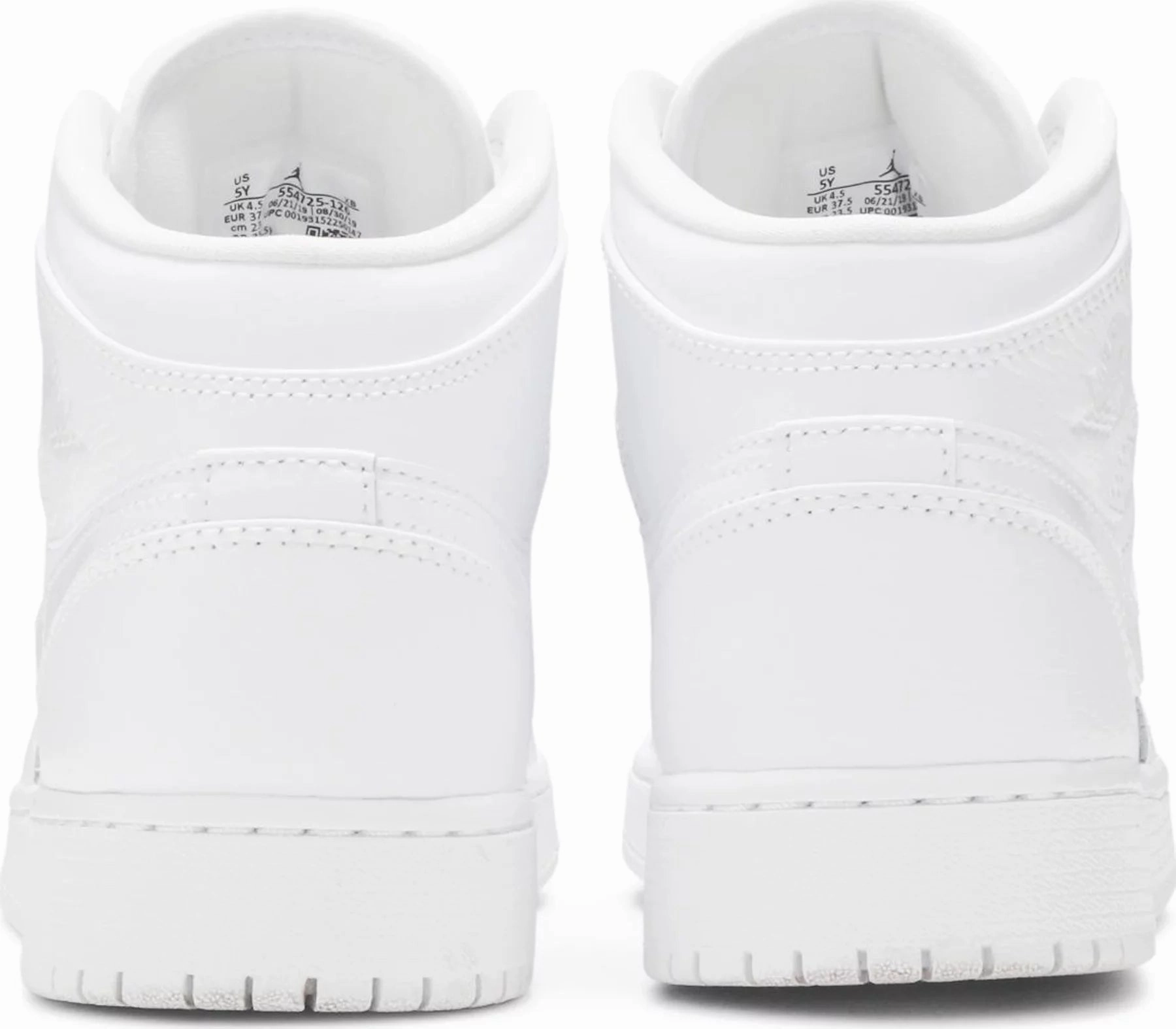 Nike Jordan 1 Mid Triple White GS High Mileage Foot Contouring