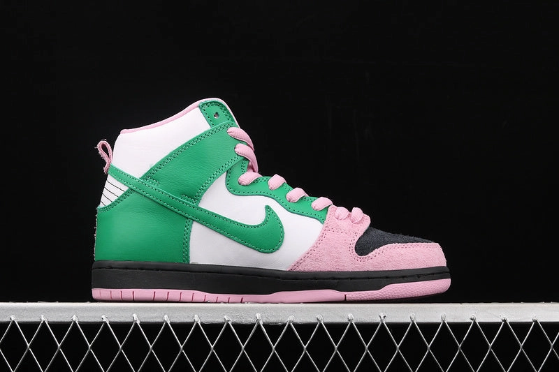 SB Dunk High Pro PRM Black Pink Rise Lucky Green CV7349-001 High Rebound Formula