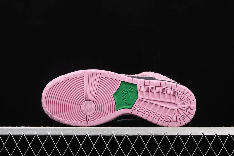 Durable Stitching SB Dunk High Pro PRM Black Pink Rise Lucky Green CV7349-001