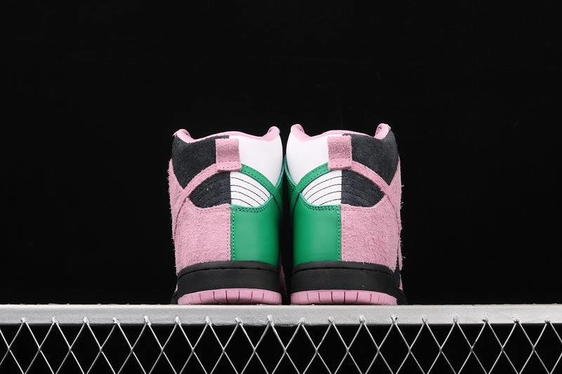 ToeBumper Multi Density Cushioning SB Dunk High Pro PRM Black Pink Rise Lucky Green CV7349-001