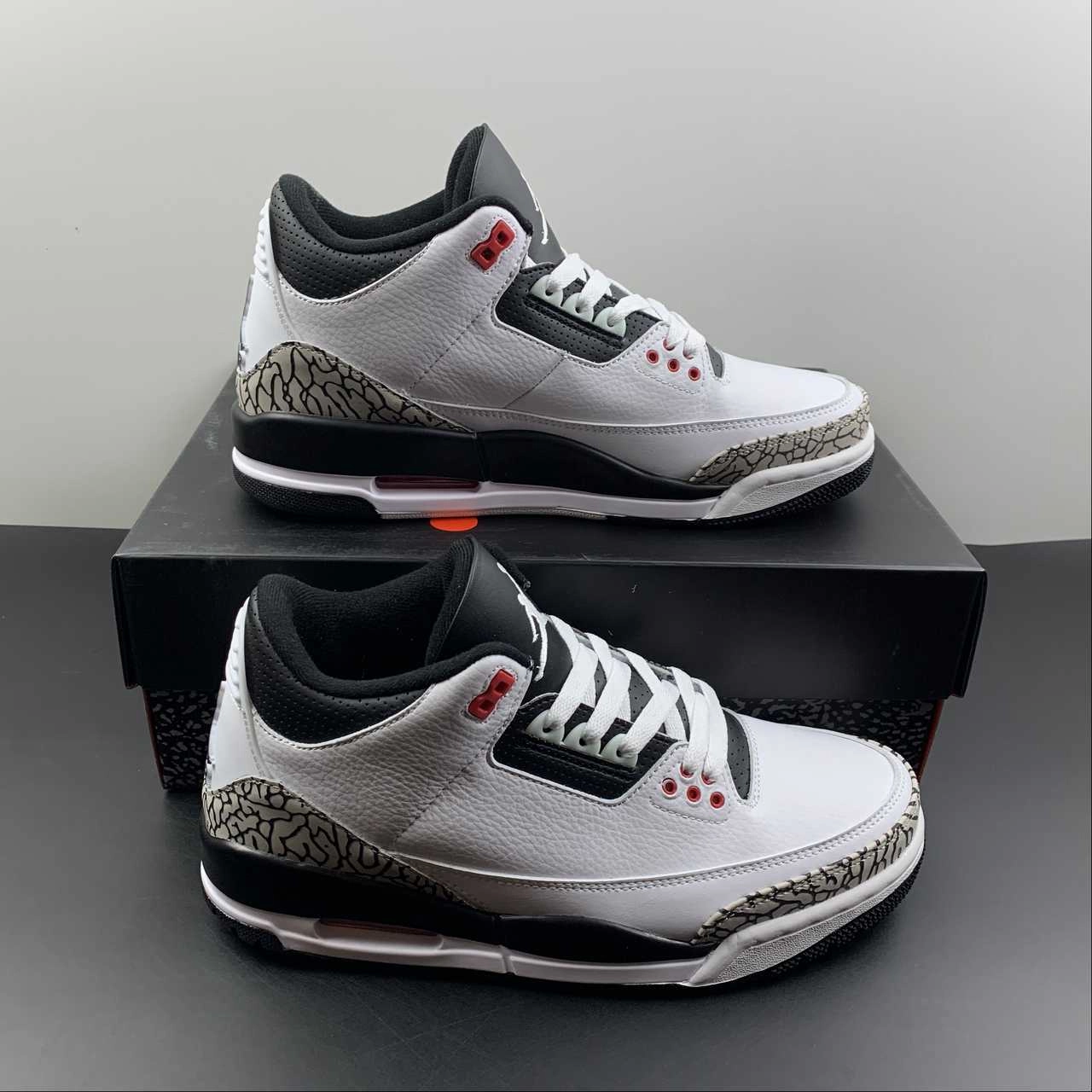 Men Mode Ready Step Air Jordan 3 Retro Infrared 23 White Black Cement Red  136064-123