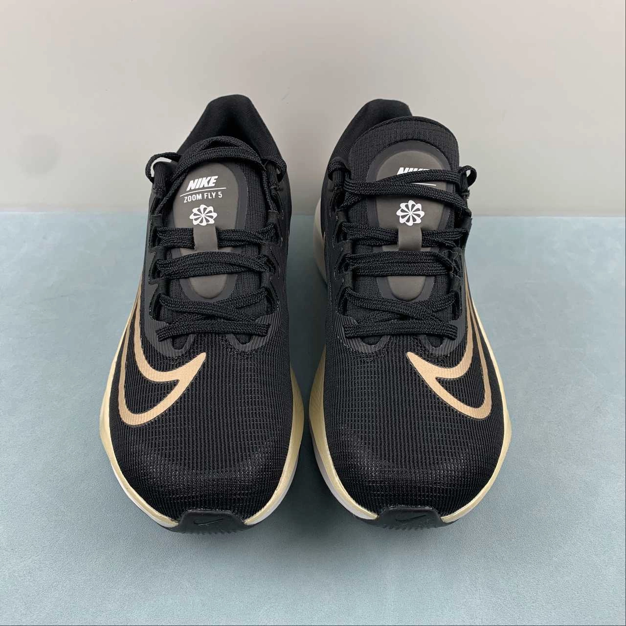 EVA midsole cushions without adding extra weight Zoom Fly 5 Black Sail Gold DM8968-002