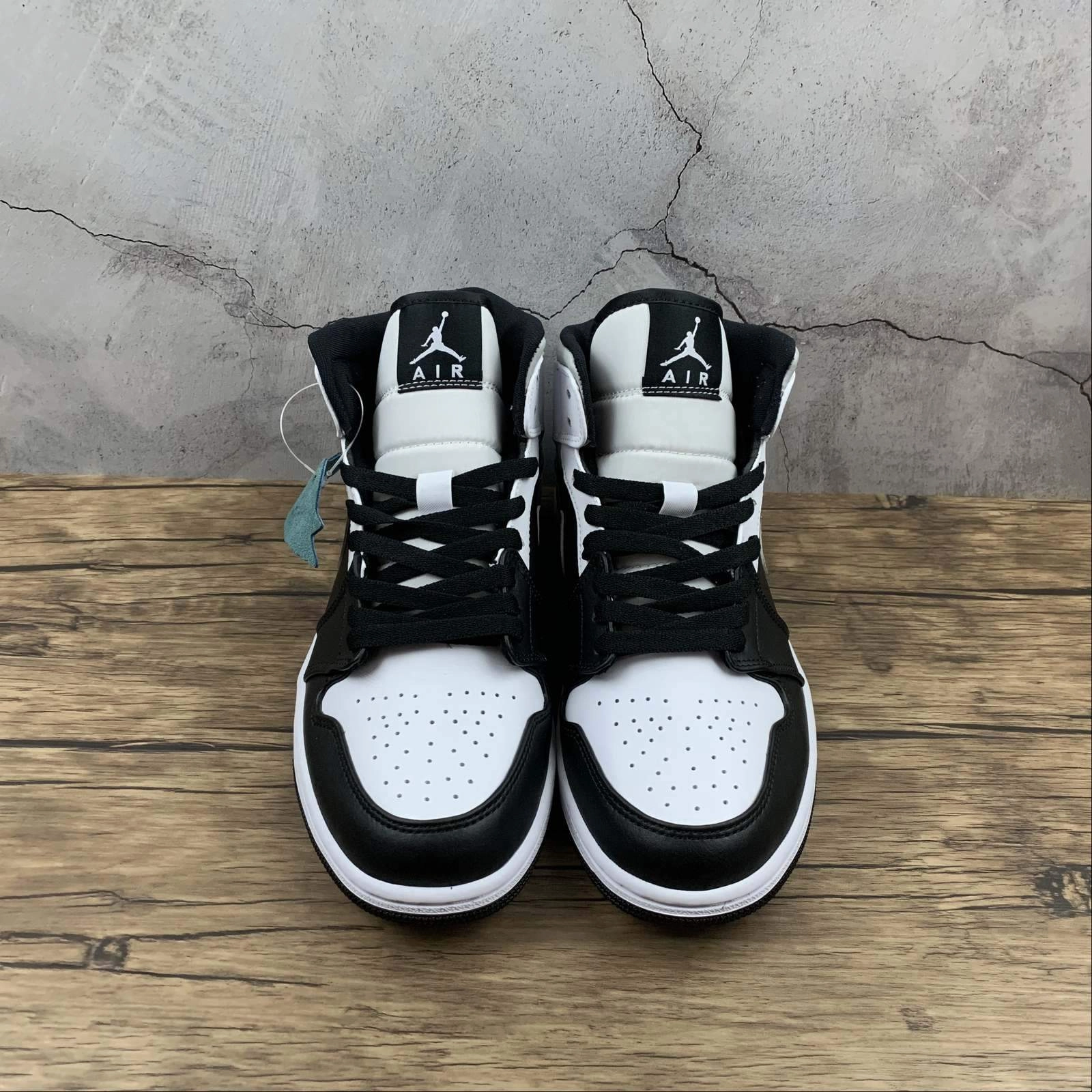 Air Jordan 1 Mid Black White-LT Smoke Grey Anti Abrasion