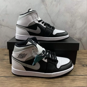 Adjustable Fit Slip Resistant Air Jordan 1 Mid Black White-LT Smoke Grey