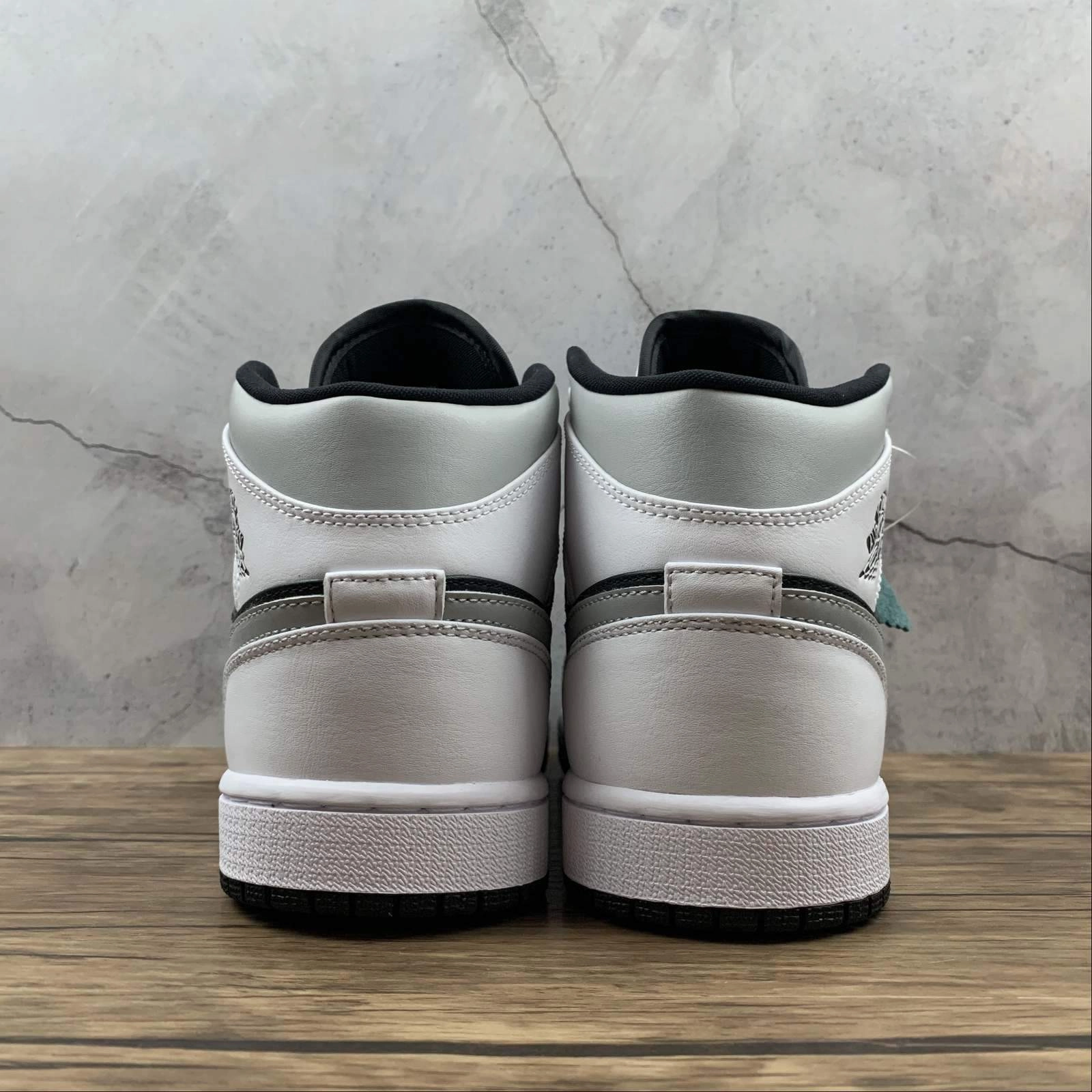 Friction Resistant Materials Air Jordan 1 Mid Black White-LT Smoke Grey